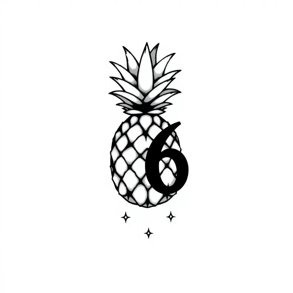 "D6" dans un ananas tattoo