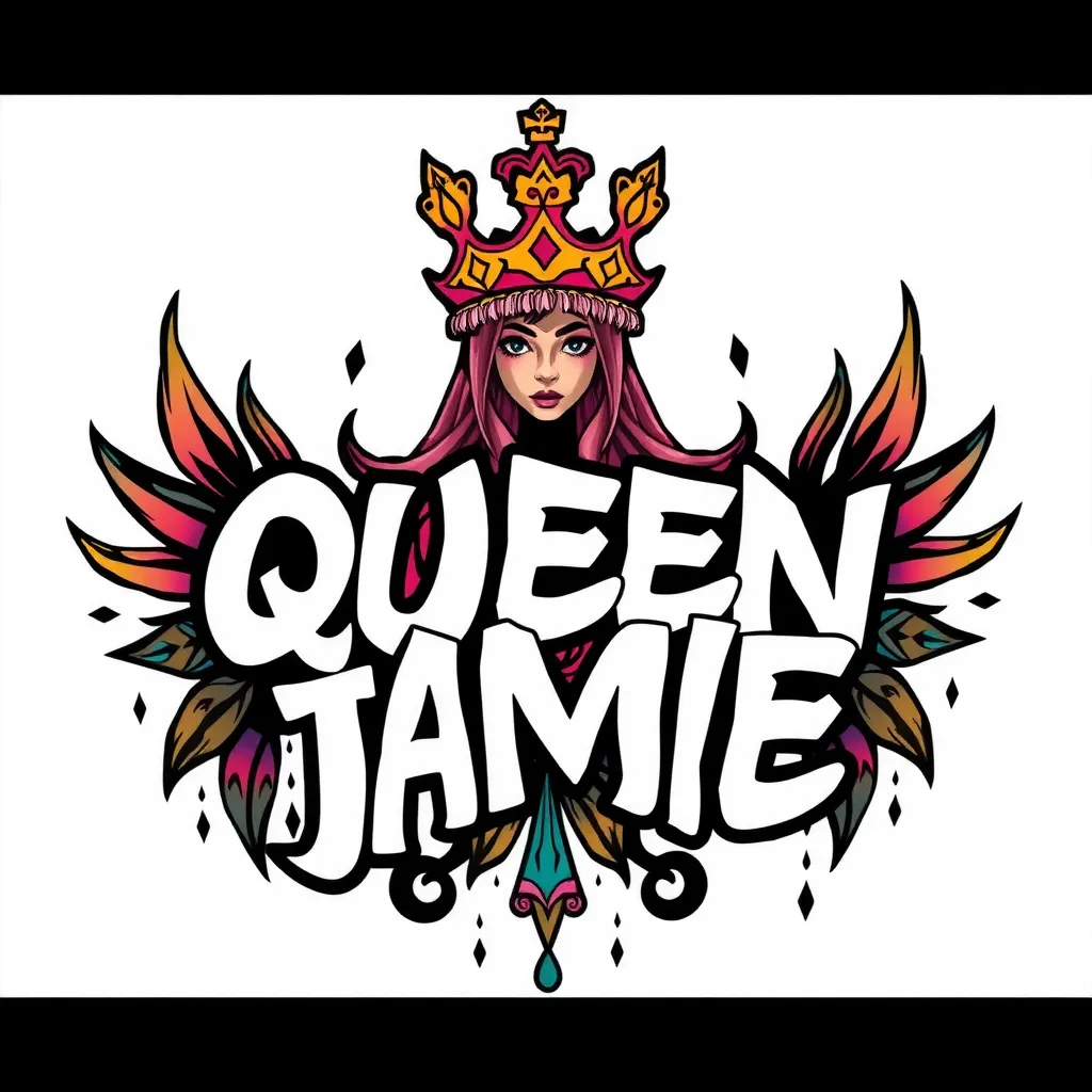 "QUEEN JAMIE" surrounded by a crown dövme
