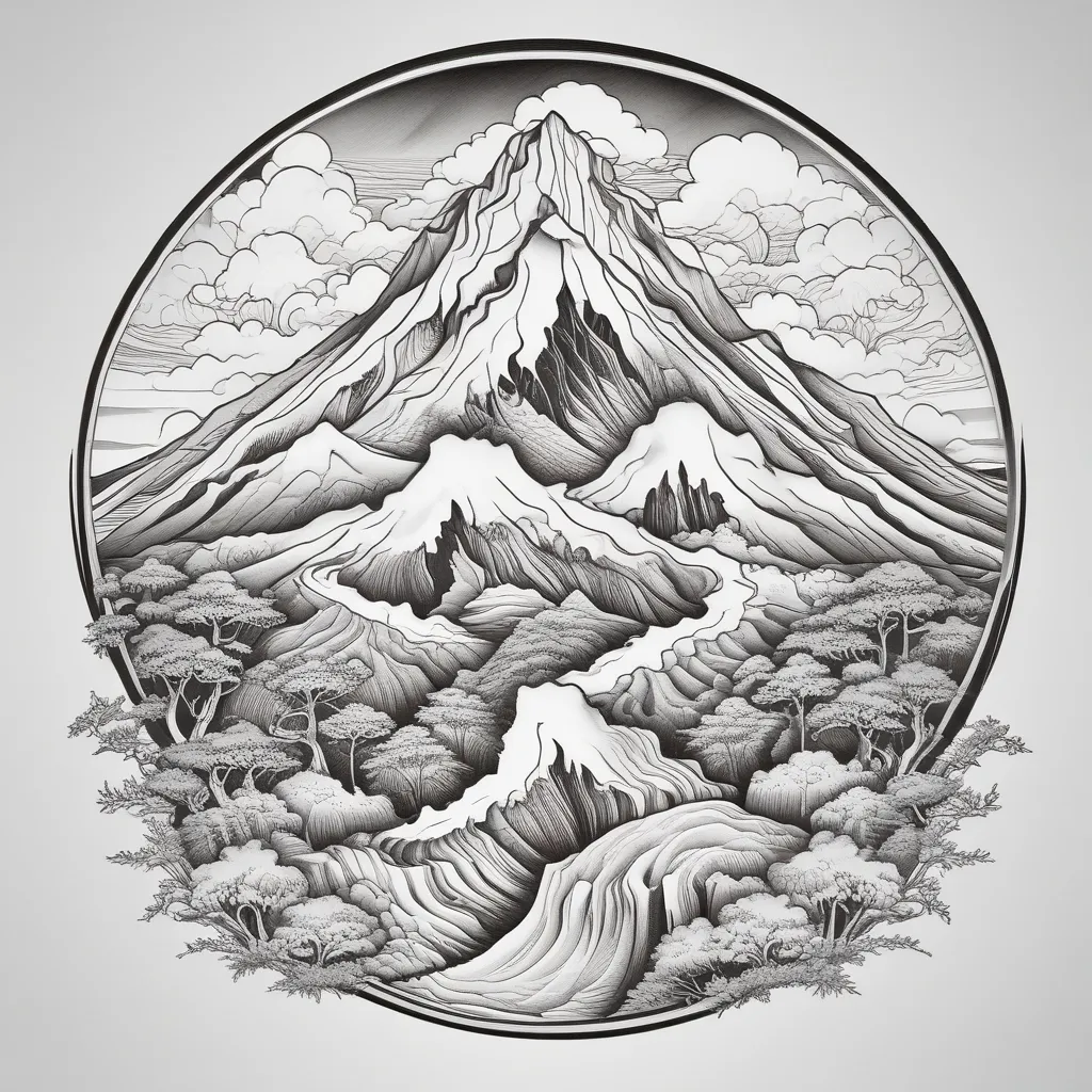 "The Mountain of Excellence: Climbing the Path to Leadership"
1.	Base of the Mountain: Foundation of Values
o	Solid ground or bedrock symbolizing stability and strength.
2.	Trailhead: Vision and Goals
o	A clear path starting from the bottom, indicating the journey's beginning.
3.	Ascent: Preparation and Learning
o	Paths winding up the mountain, with signposts or markers representing learning milestones.
4.	Rocky Terrain: Challenges and Resilience
o	Rocky or uneven terrain with obstacles, showing the difficulties faced during the journey.
5.	Waypoints: Actions and Strategies
o	Rest points or camp sites indicating strategic points of rest and decision-making.
6.	Summit: Achievements and Recognition
o	A flag or beacon at the peak, symbolizing success and achievement.
7.	View from the Top: Impact and Legacy
o	An expansive view from the top, showing the wide-reaching impact and legacy left behind.
 τατουάζ