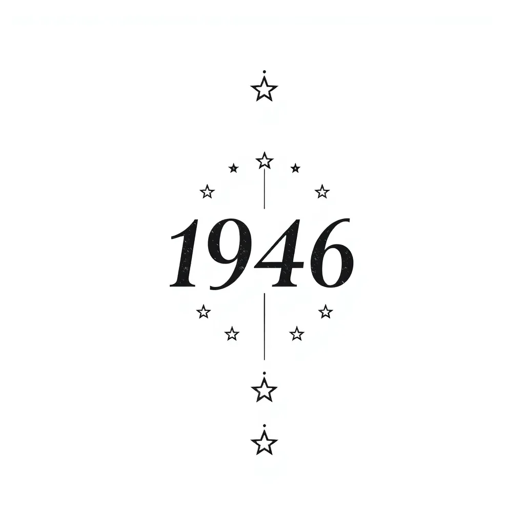 1946 en vertical avec des petites etoiles autour tatuering