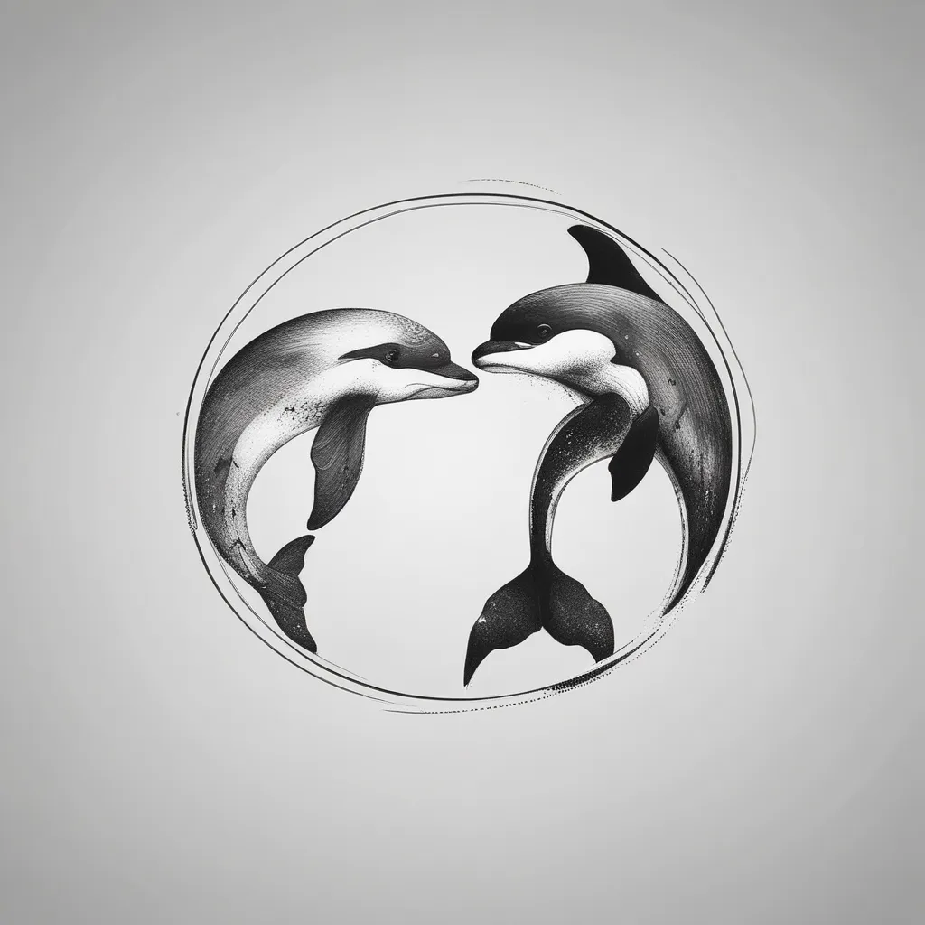 2 orcas in yin and yang position 문신