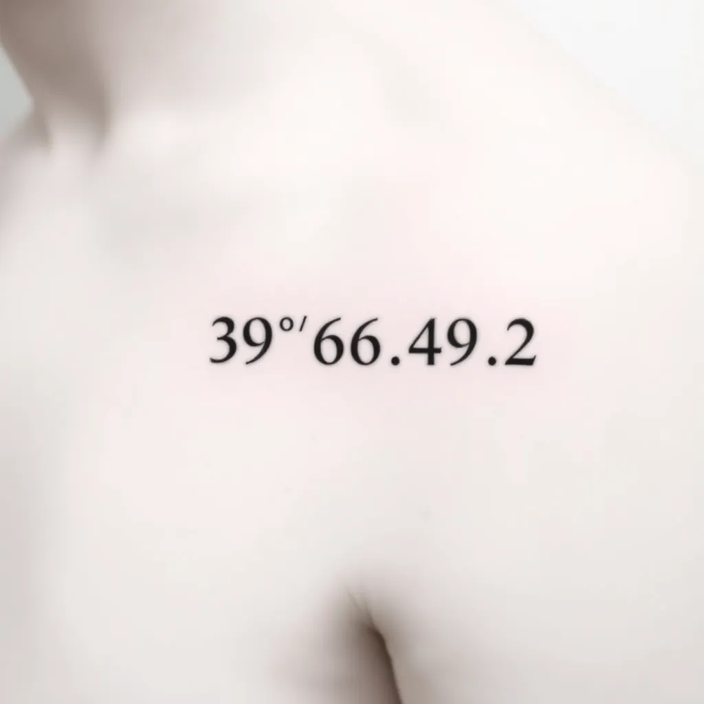 39°06'49.2"N 0°16'29.4"W tattoo