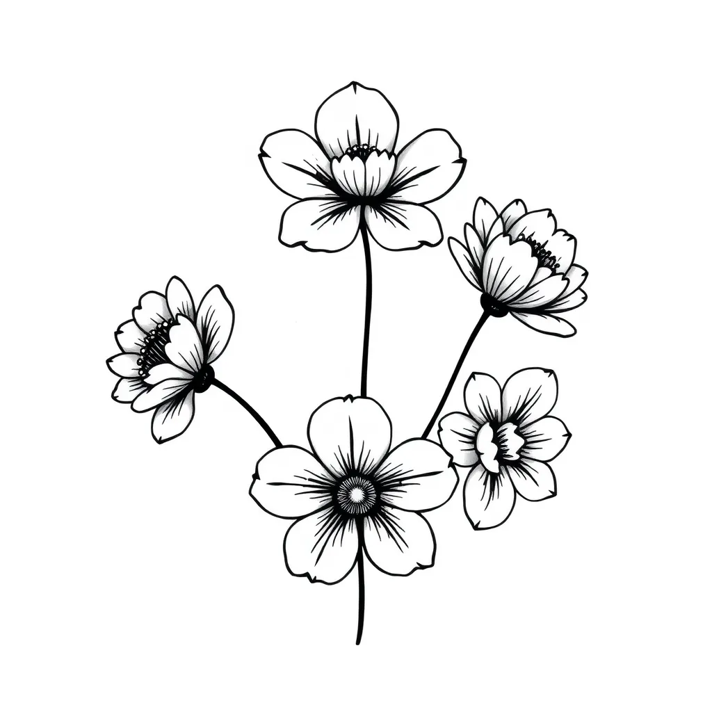 5 flowers tatuagem