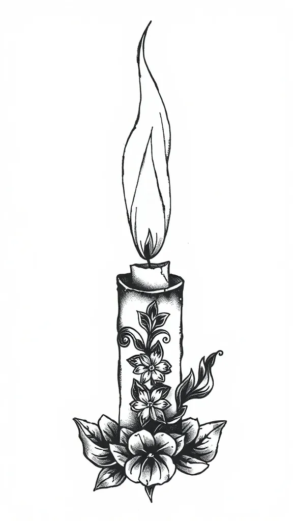 蜡烛带火焰帅 纹身