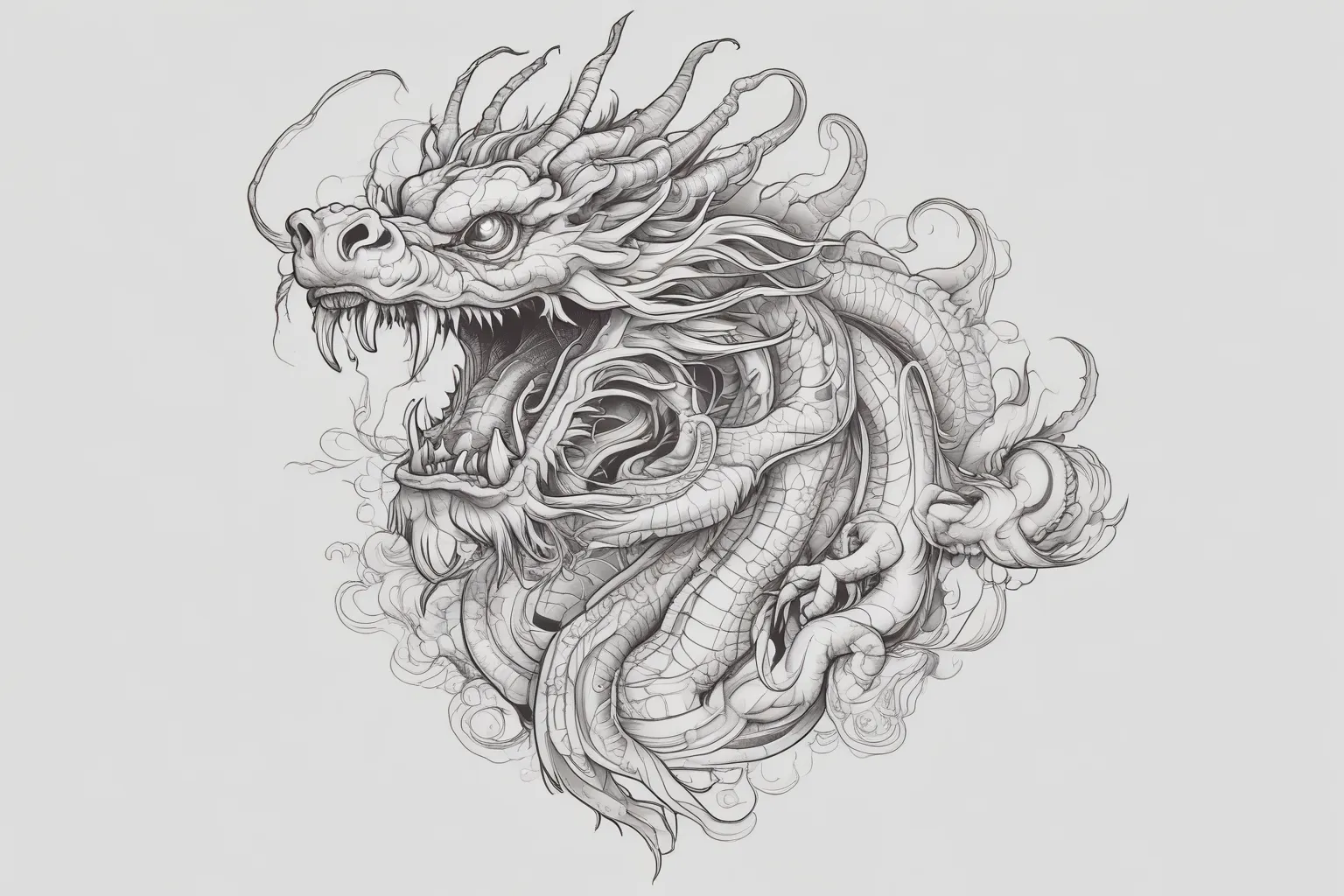 un dragon chino en la espalda tatouage