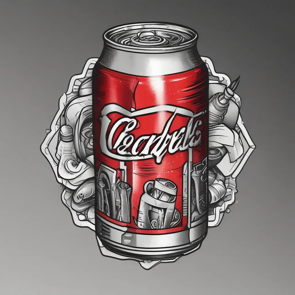 A coke can in a hexagon tile tatuering