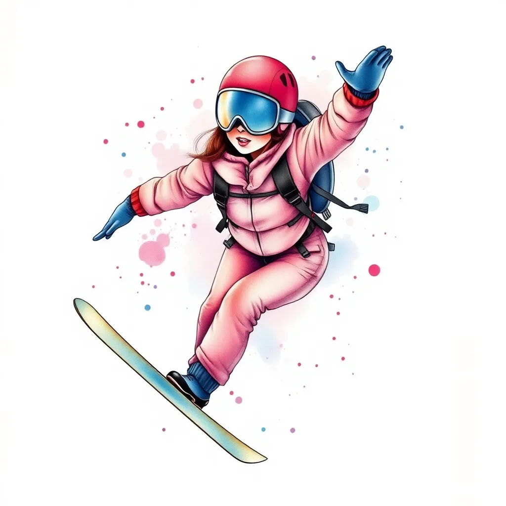 A female skydiver with ski Tätowierung