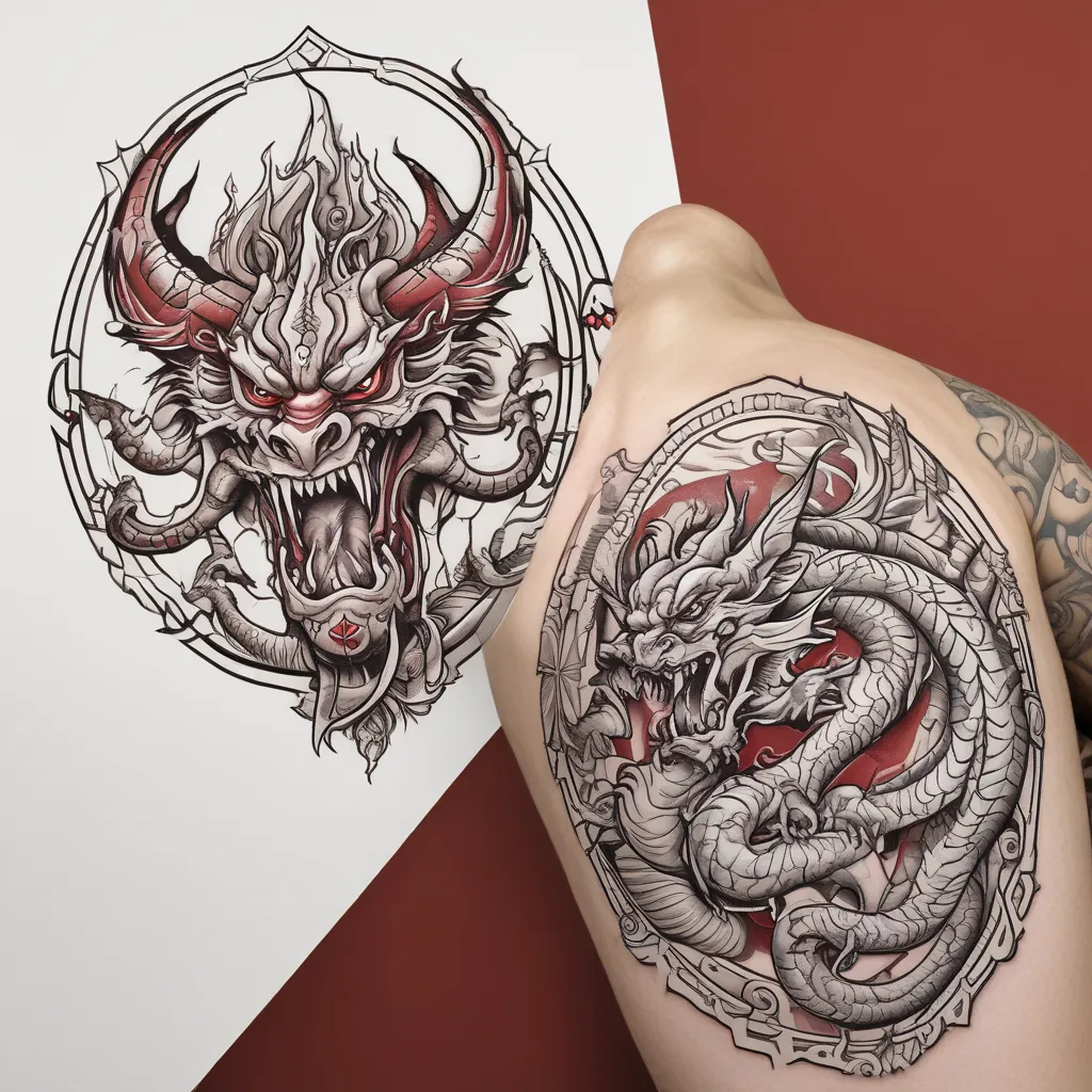 a fusion of the Chung symbol (sometimes called red dragon) and a vulknut tattoo