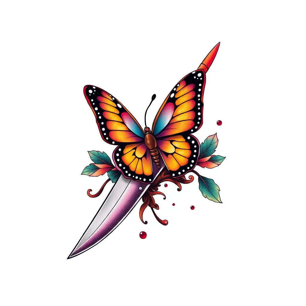 a knife with butterfly on it татуировка