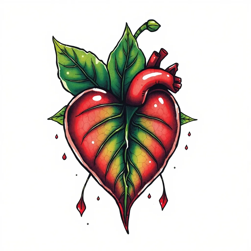一片叶子把爱心劈开 tattoo