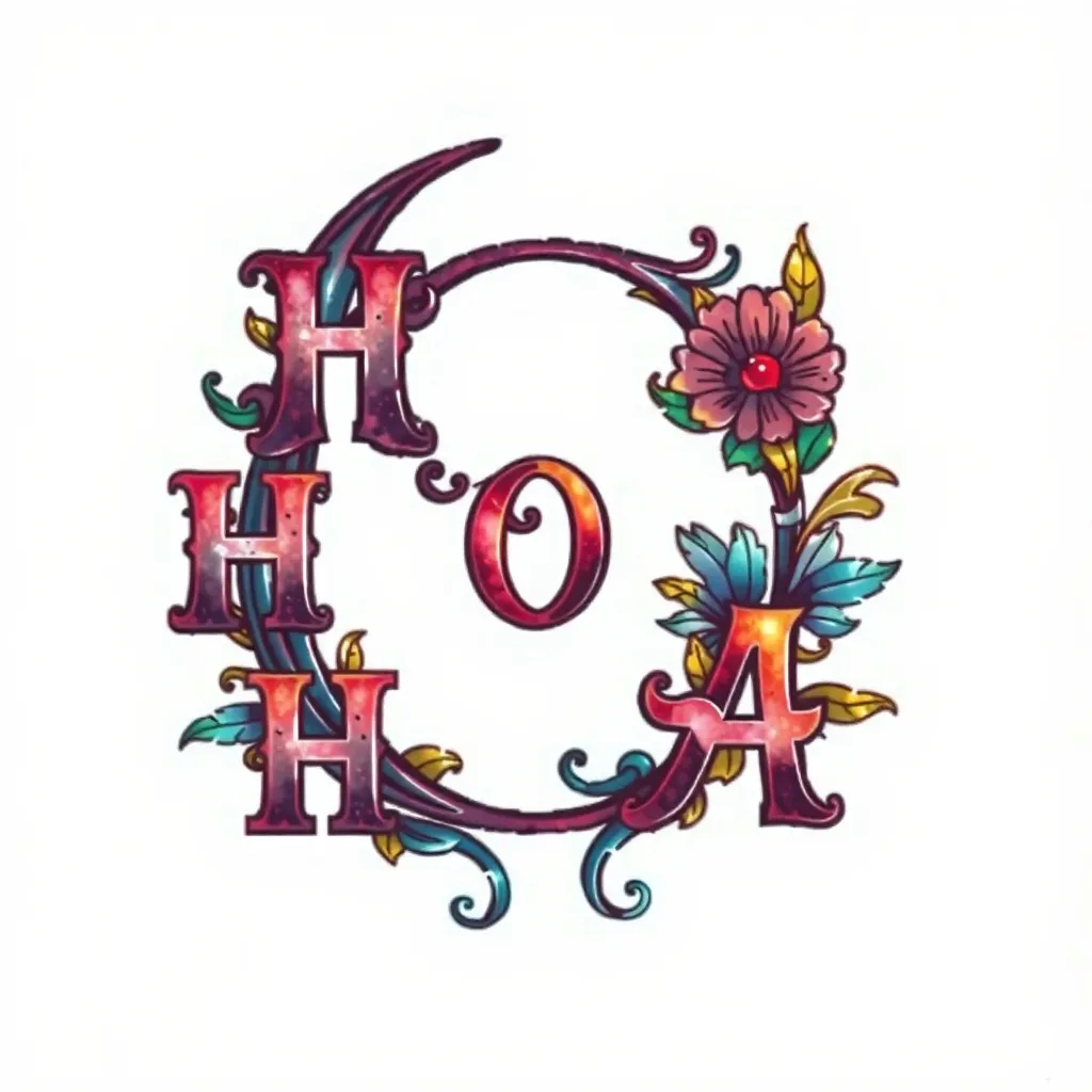 una letra o dentro la letra c, y la letra h, o, y a ornamentadas tattoo