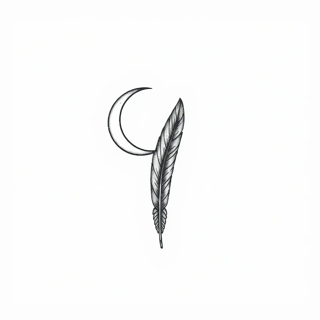 a letter of Y composed by a crescent moon and feather टैटू