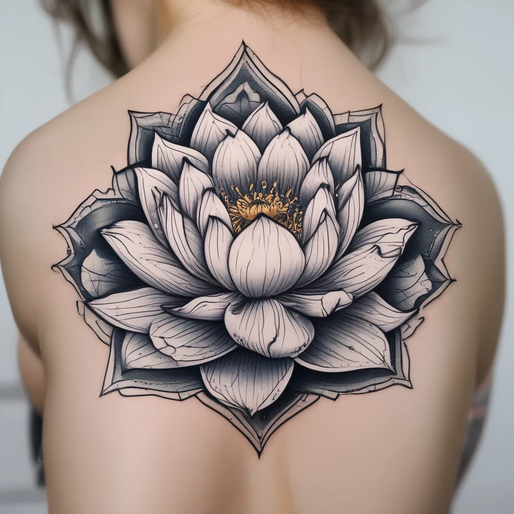 A lotus that is gradually opening tattoo