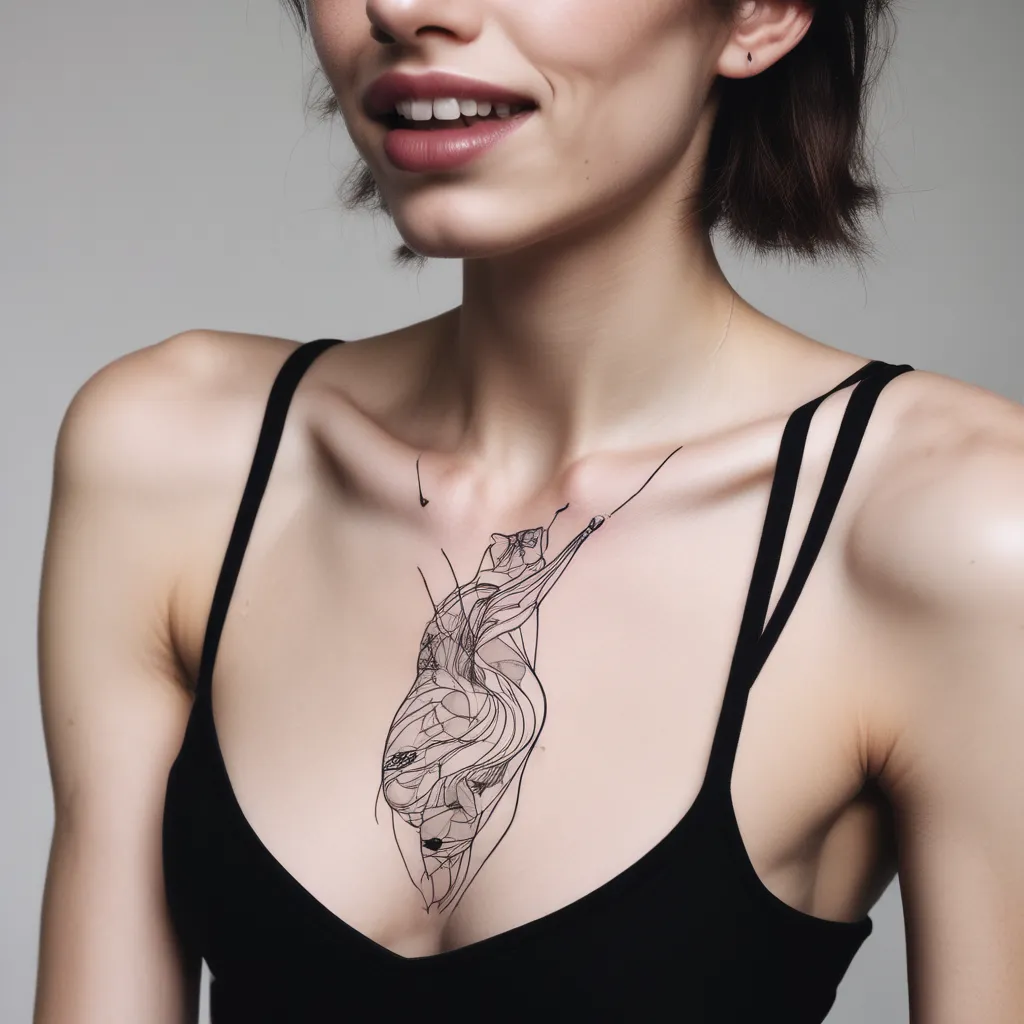 A naked girl with her tongue sticking out tatouage