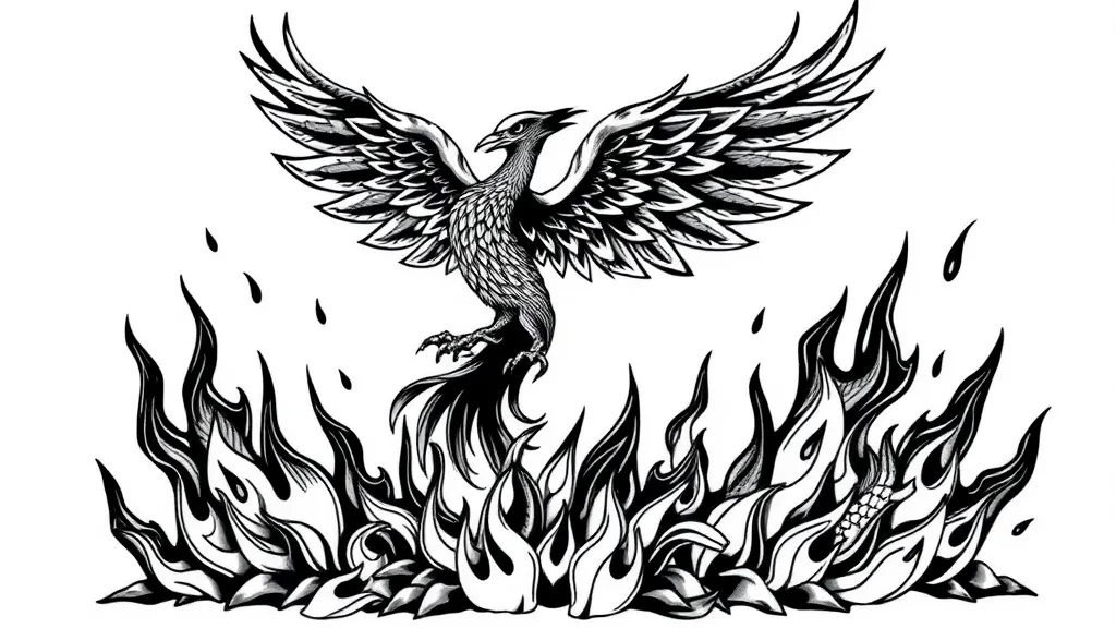 a phoenix rising from ashes Decked out among the flames tattoo