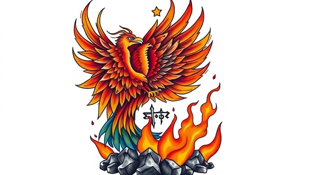 a phoenix rising from ashes Decked out among the flames tattoo