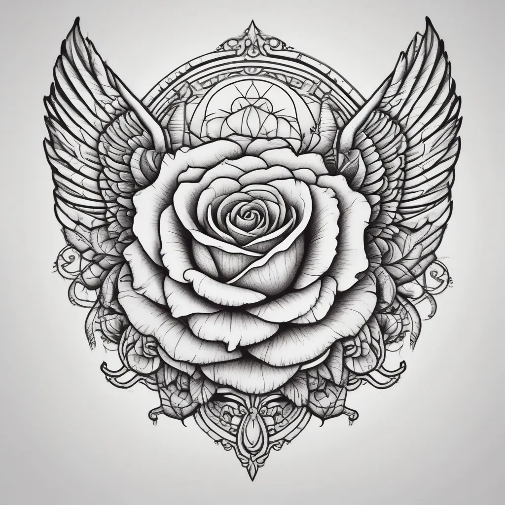 uma rosa com asas de anjo tatuaggio