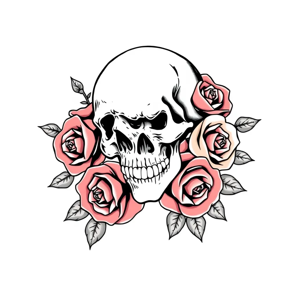 A skull wrapped in roses  татуировка