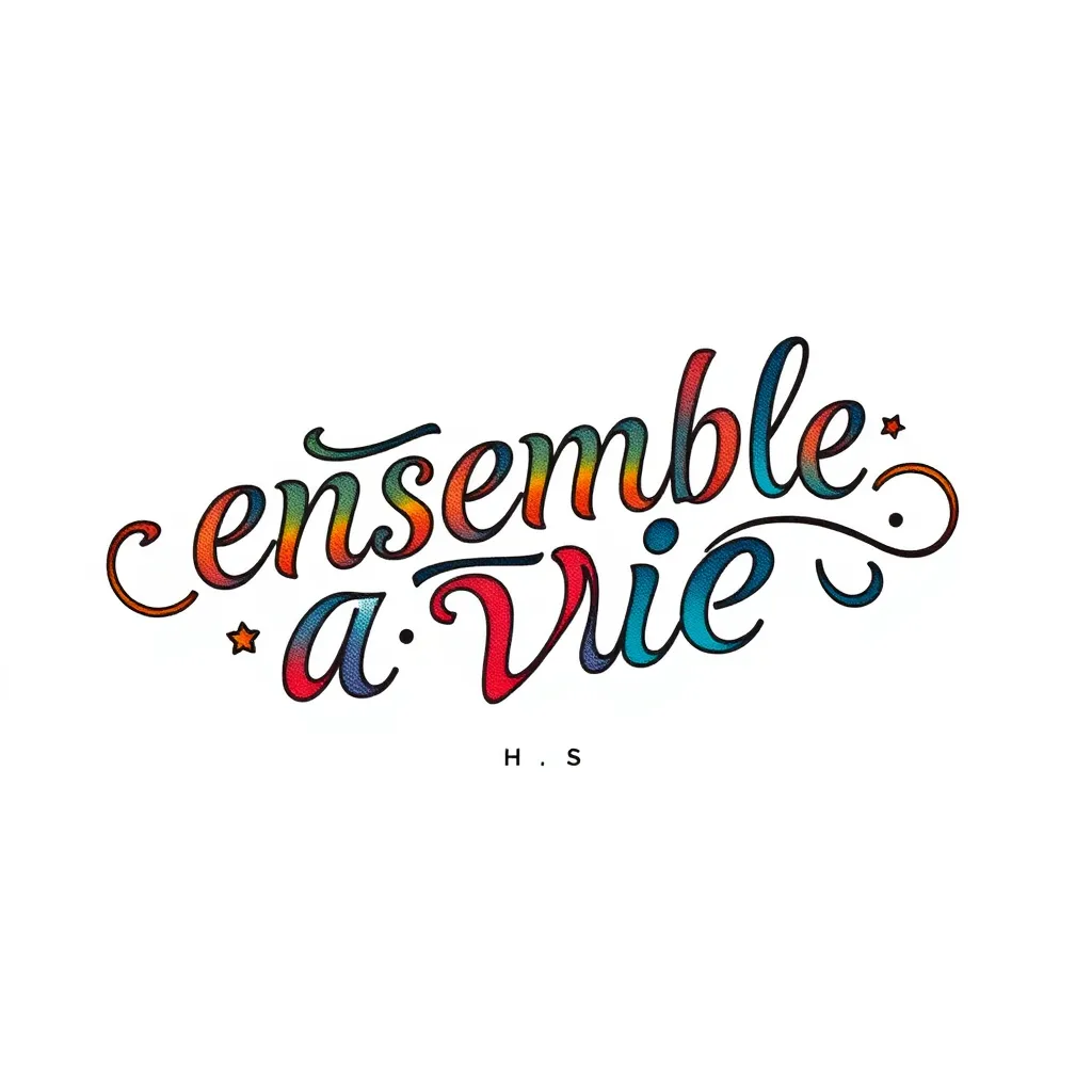 una frase pequeña con un mini diseño que ponga: ensemble a vie टैटू