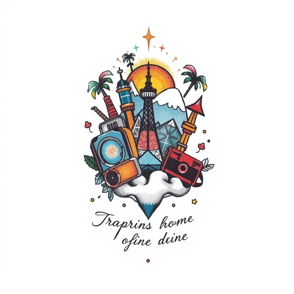 a small tatoo of travelling elements with inspiring wors underneath  dövme