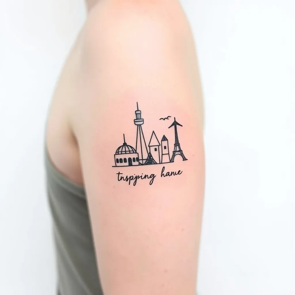 a small tatoo of travelling elements with inspiring wors underneath  dövme