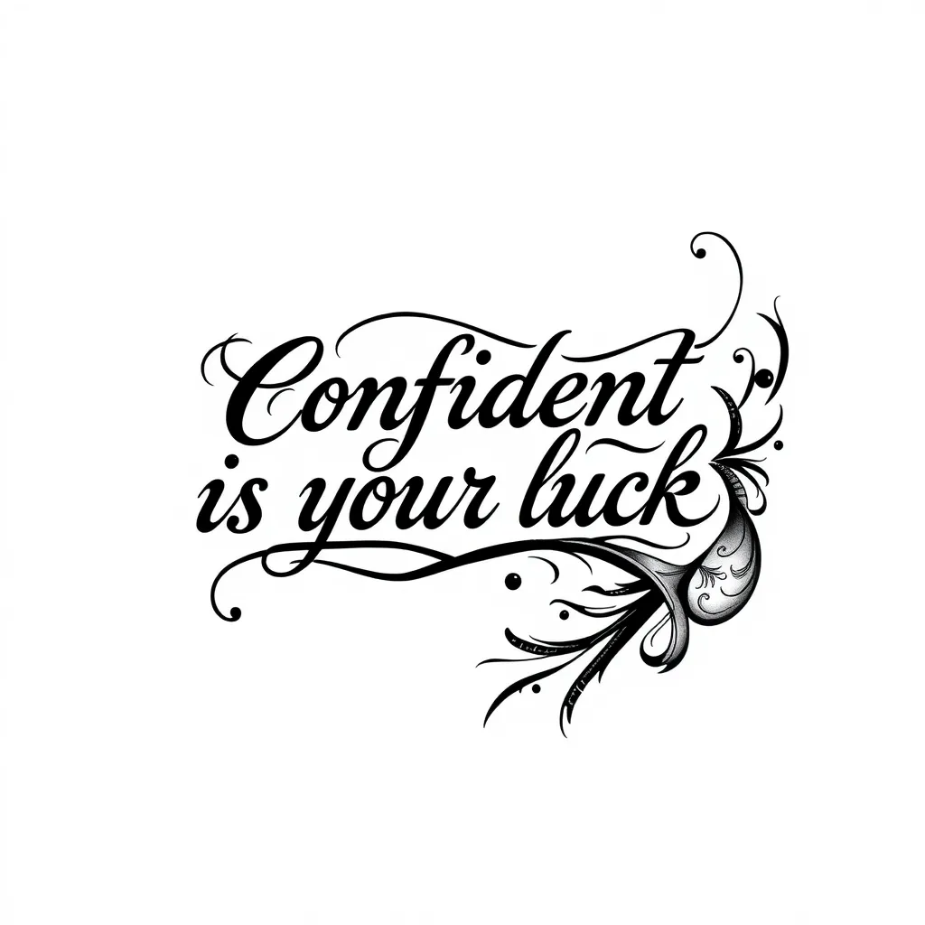 A tattoo with a sentence " Confident is your luck " for men Tätowierung