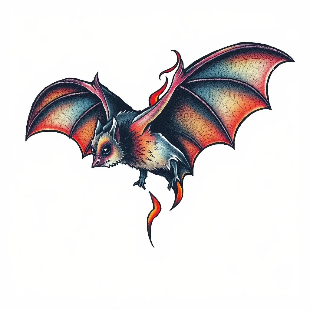 Singe très petit sur une chauve-souris en plein vol  문신