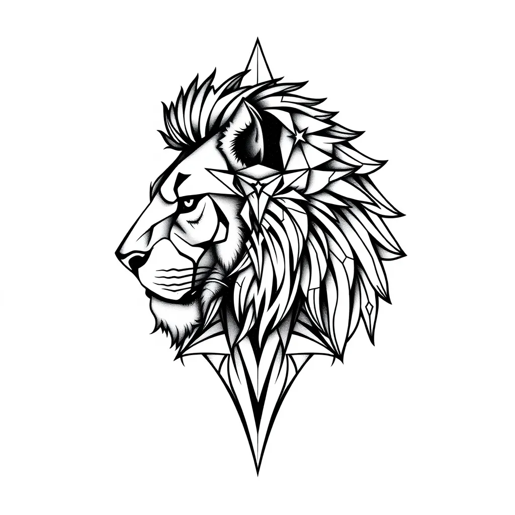 Abstract lion side face tatuering