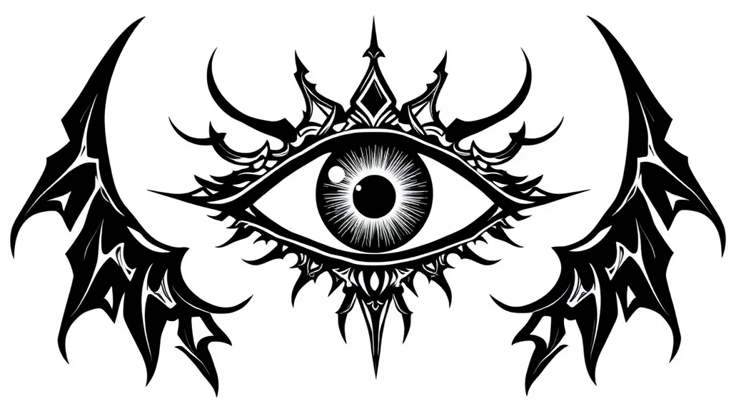 all knowing eye with cyberpunk style, black only tatuointi