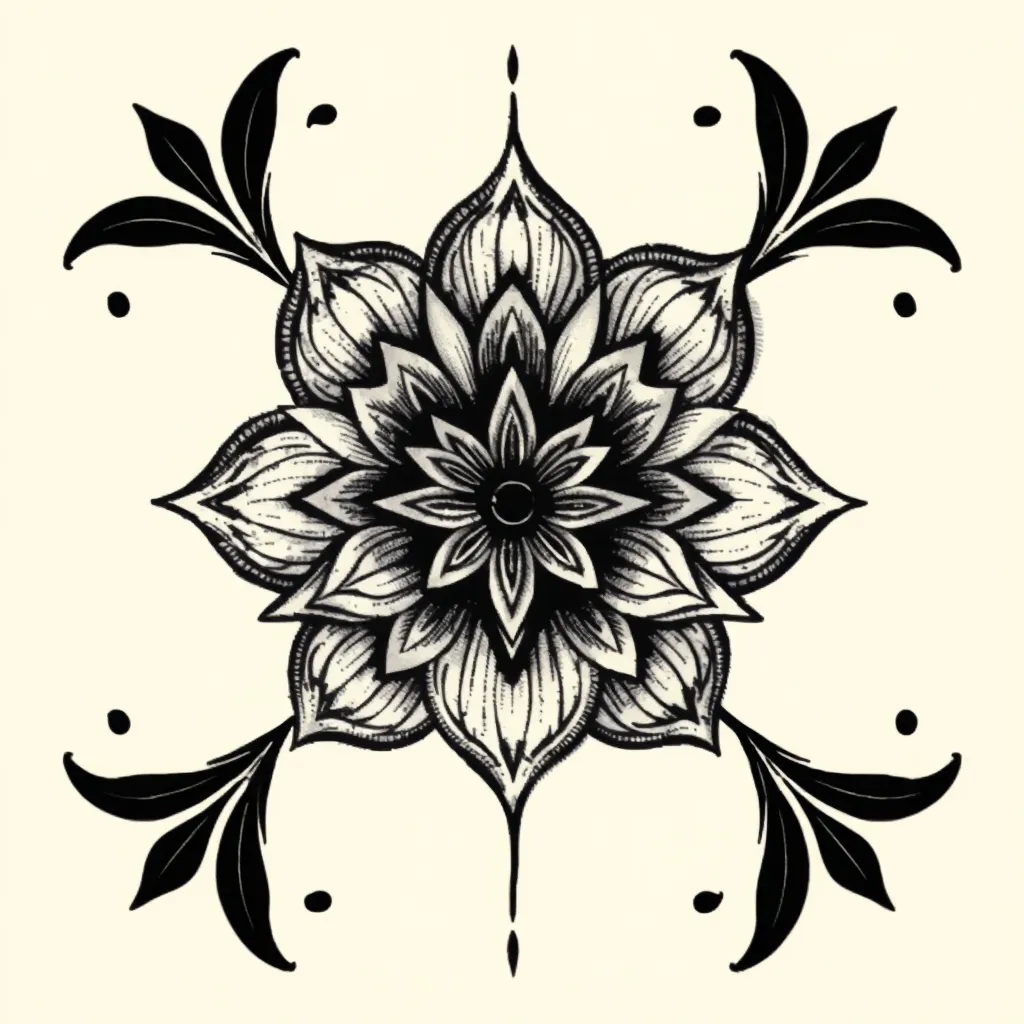Una flor abstracta y geométrica tatuagem