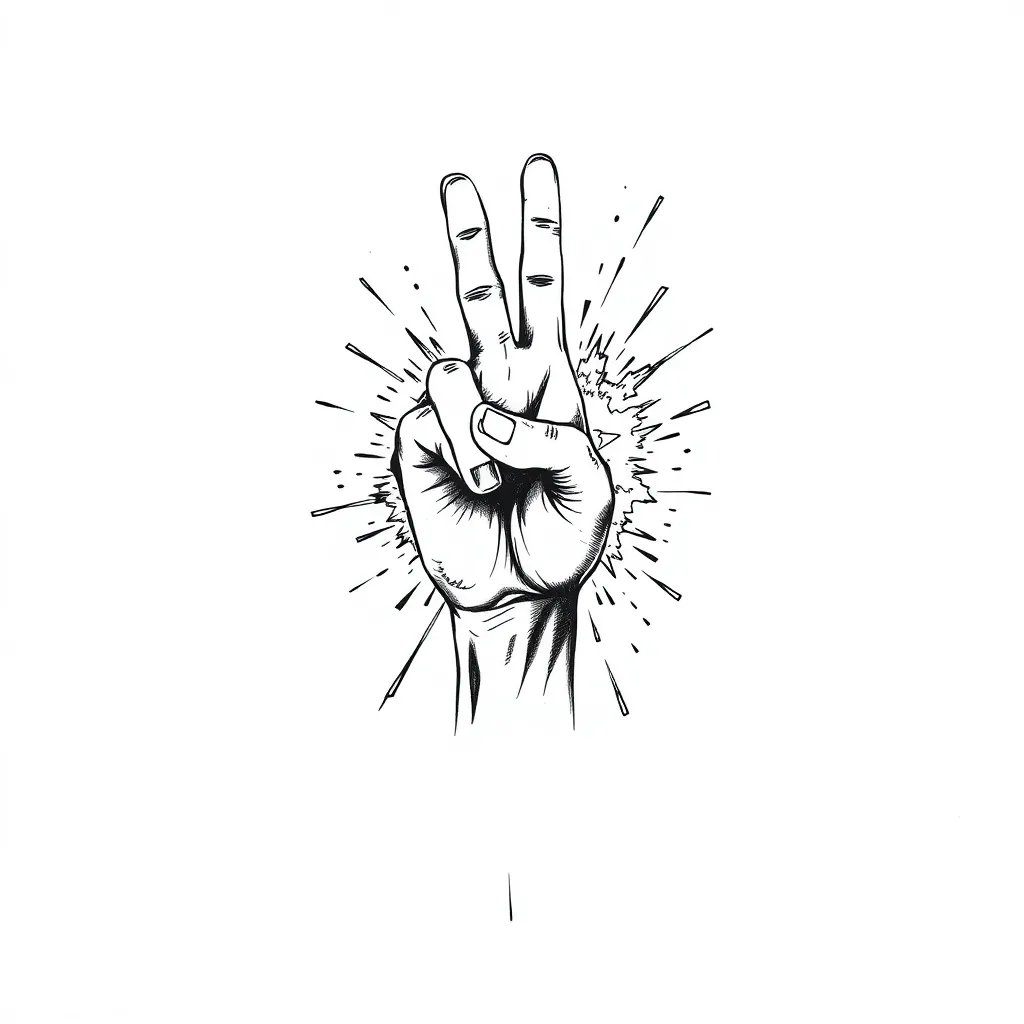 
An explosion explodes, a Christian hand sign, expressing the culmination of everything. टैटू