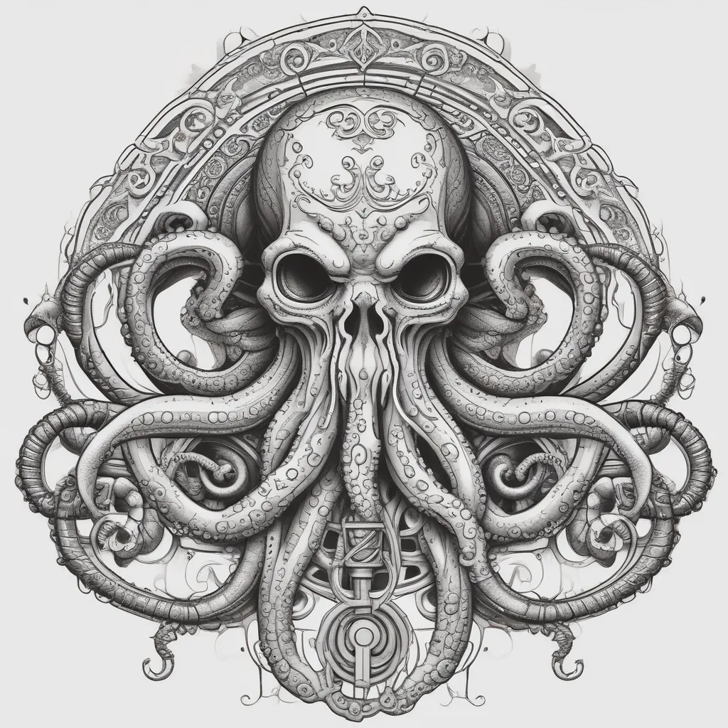 An octopus with a key  tattoo