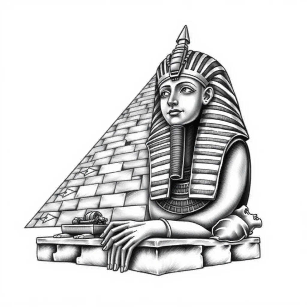 Ancient Egyptian God and Pyramid 문신