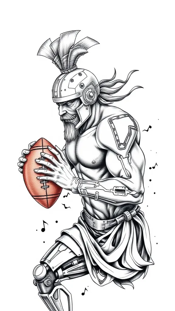 Antiker griechischer Gott spielt american football татуировка