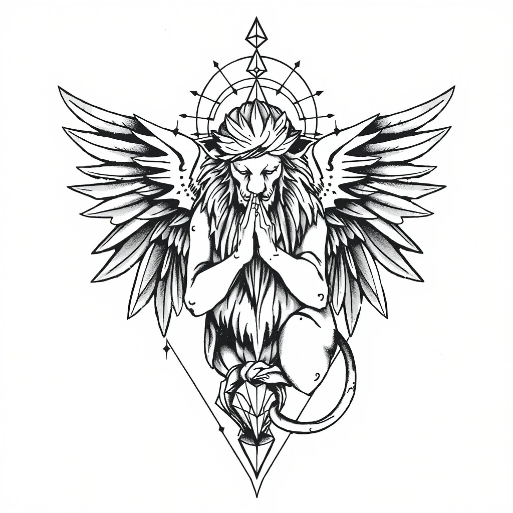Anjo, enfermagem, oração, leão  τατουάζ