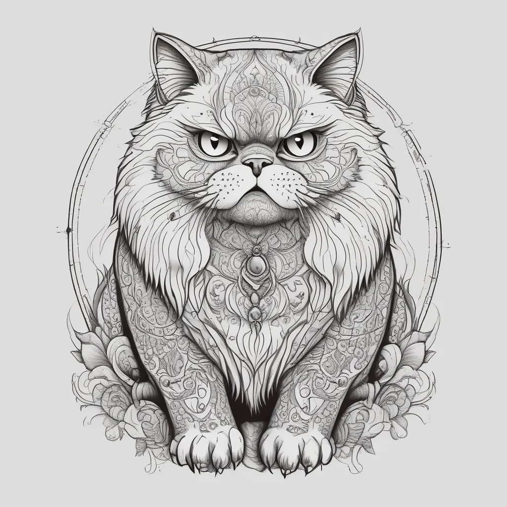 angry fat persian cat tatuaje