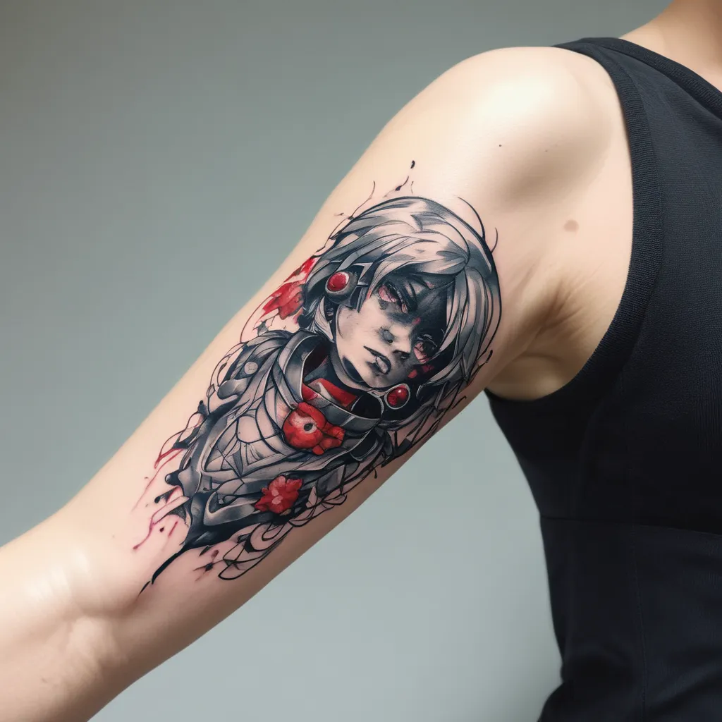 Anime from tokyo ghoul girl on arm tattoo