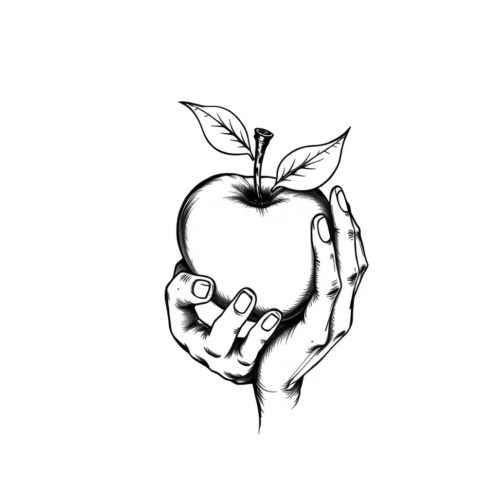 Apple and hands tattoo