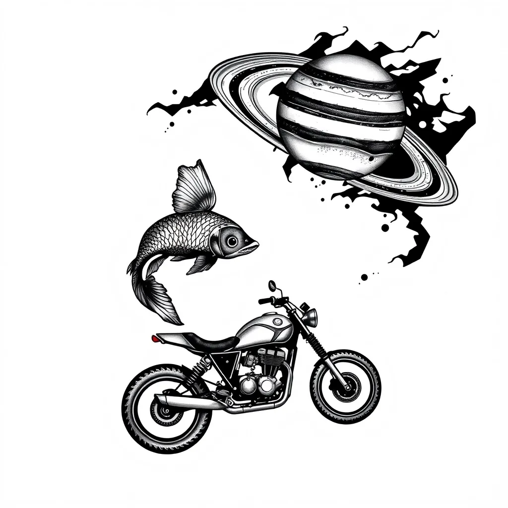 acuario, moto repsol, saturno tatuagem