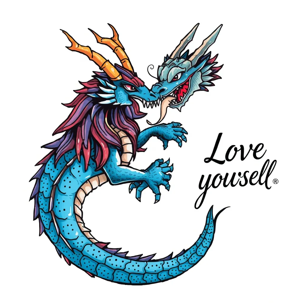 水瓶座与蓝龙合并，加上自由语录爱自己  tattoo