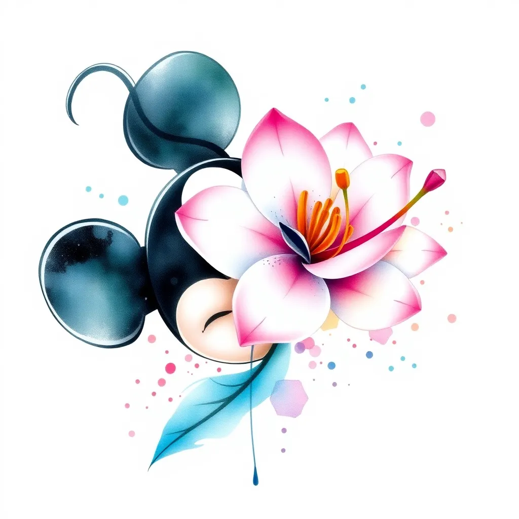 aquarius, jasmine flower, Mickey Mouse tattoo