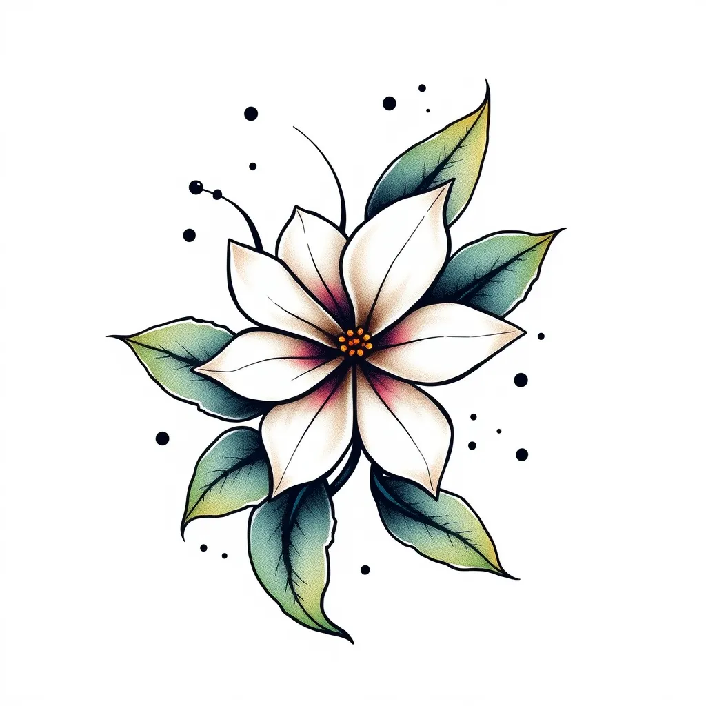 Aquarius, jasmine flower tattoo