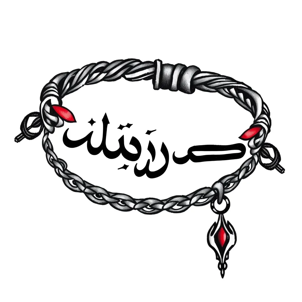 bracelet poignet type écriture arabe avec le prénom Lena caché couleur noire tatuaje