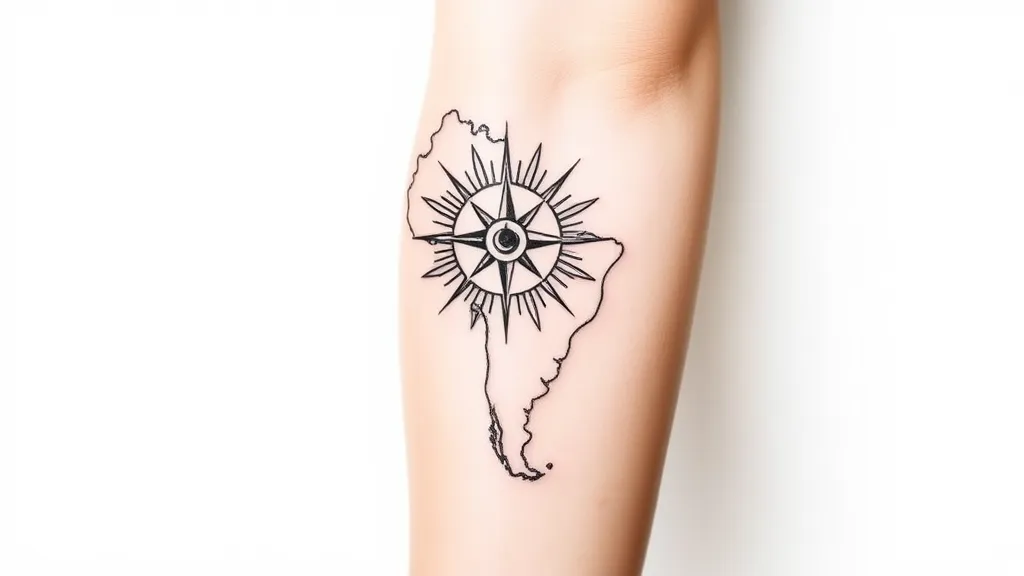 Argentinische Sonne, Landkarte Südamerika Kompass über den ganzen arm tatuaje