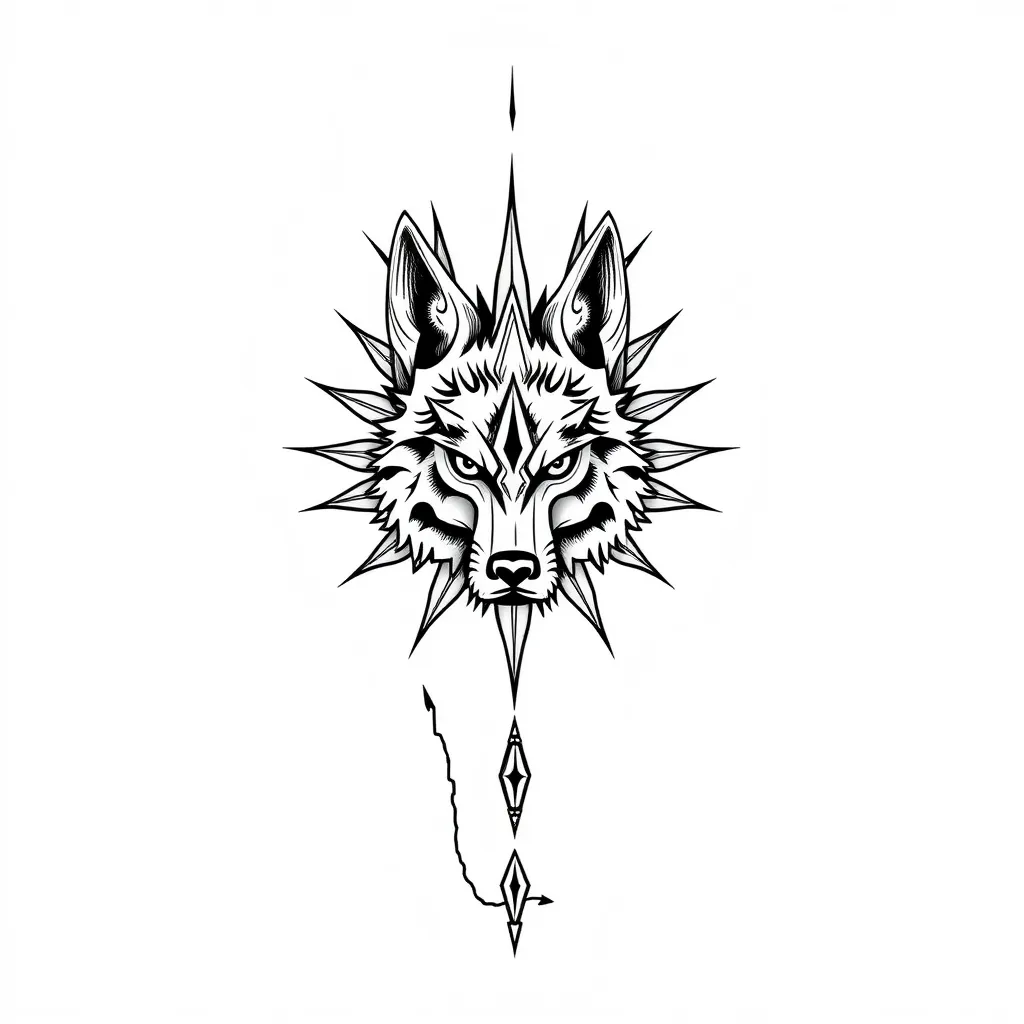 Argentinische Sonne Wolf Landkarte  tattoo