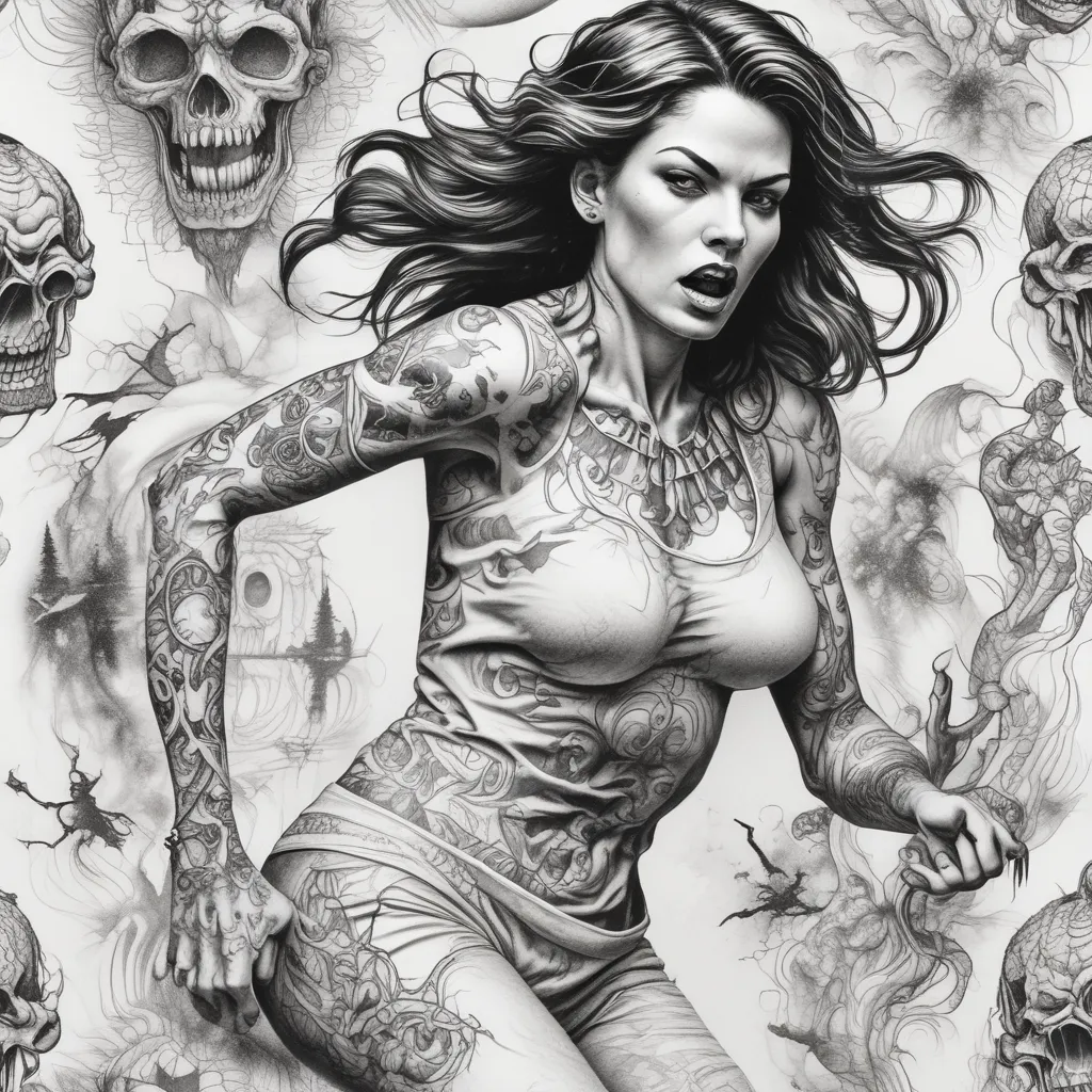 Attractive woman running tatoeage