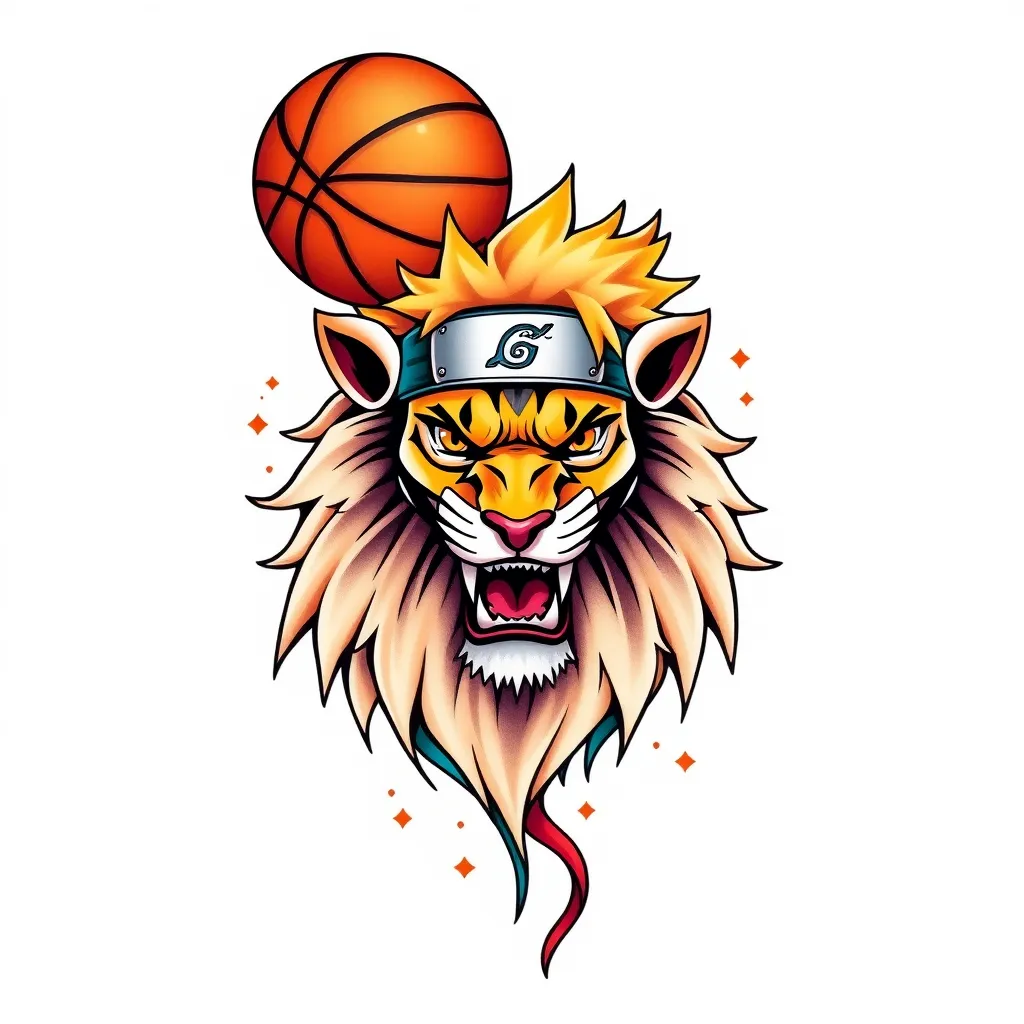 Basketball, naruto, lion tattoo