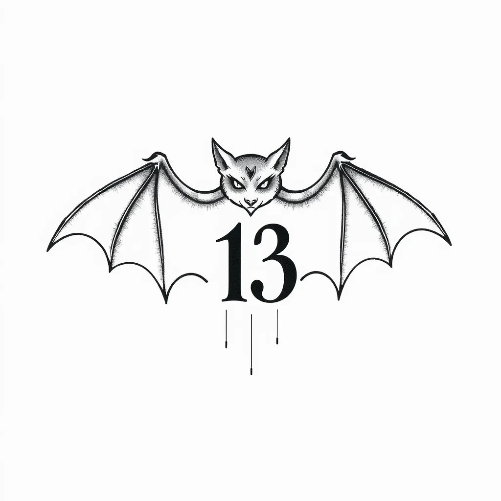 Bat and number 13 tatouage