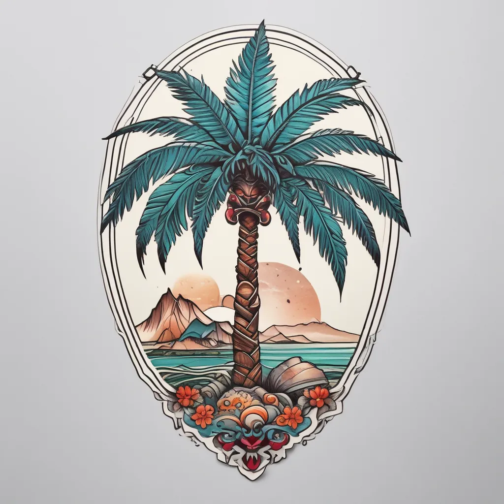 palmera playa tatuering