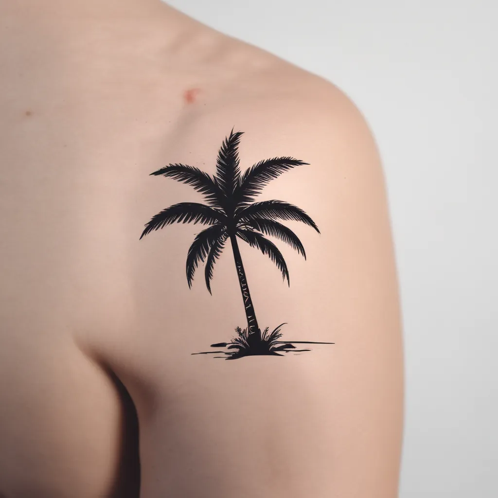 Beach, Palm tree  وشم